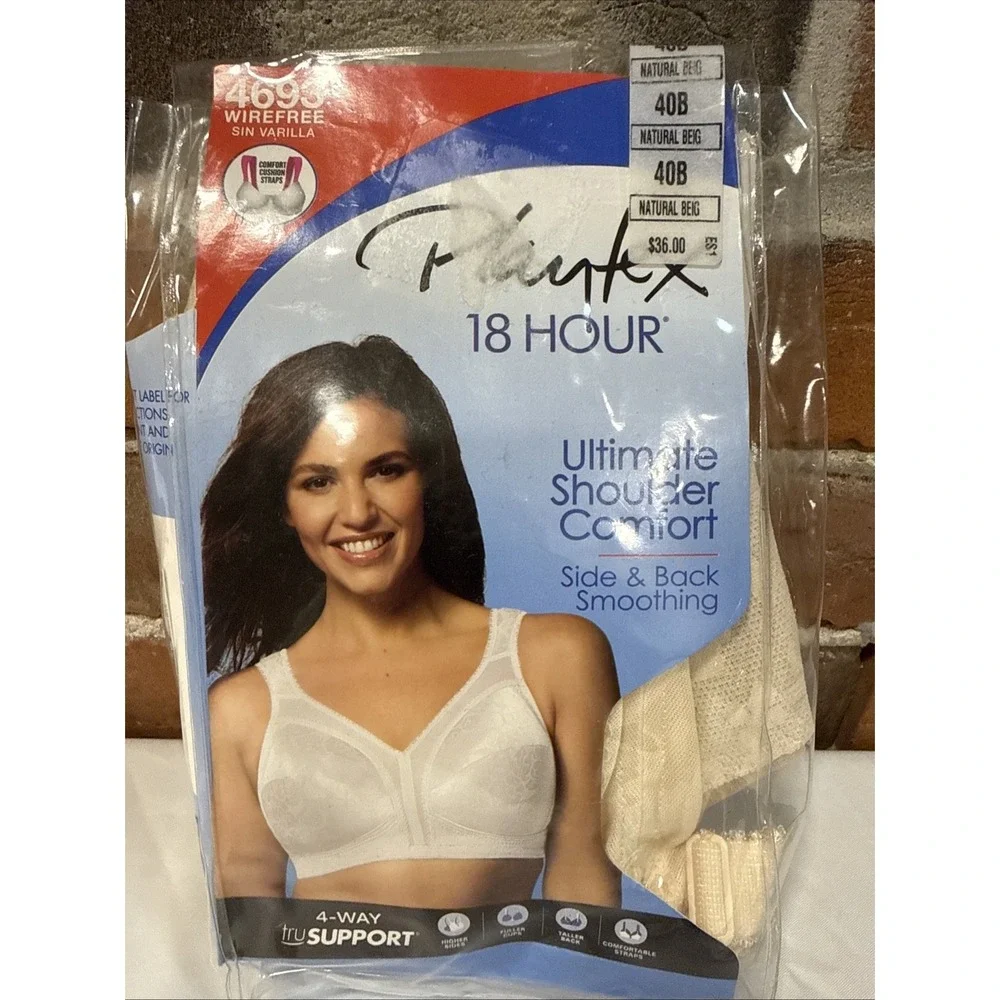 New Playtex 18 Hour Ultimate‎ Shoulder Comfort  Beige Smoothing Bra 4693 40B